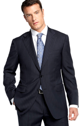 Canali Navy Pinstripe Wool Suit