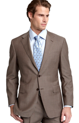 Canali Tan Pinstripe Wool Suit